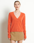 LILLY 7 V-neck cashmere cardigan, slim fit, tangerine