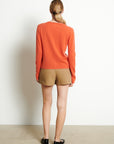 LILLY 7 V-neck cashmere cardigan, slim fit, tangerine