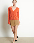 LILLY 7 V-neck cashmere cardigan, slim fit, tangerine