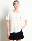 RIA 11 KARMA round-neck T-shirt in off-white cashmere