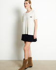 RIA 11 KARMA round-neck T-shirt in off-white cashmere