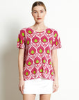 RIA 12 Round-neck T-shirt Floral print in off-white cashmere