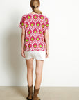 RIA 12 Round-neck T-shirt Floral print in off-white cashmere