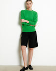 RIA 2 Oversized round neck cashmere sweater in apple green