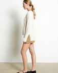 RIA 3 Oversized deep V-neck cashmere sweater in  in off-white