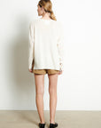 RIA 3 Oversized deep V-neck cashmere sweater in  in off-white