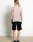 RIA 3 Oversized deep V-neck cashmere sweater in light pink