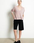 RIA 3 Oversized deep V-neck cashmere sweater in light pink