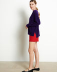 RIA 3 Oversized deep V-neck cashmere sweater in purple