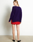 RIA 3 Oversized deep V-neck cashmere sweater in purple