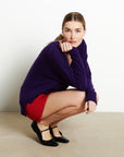 RIA 3 Oversized deep V-neck cashmere sweater in purple