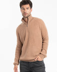 GABI 1 Camel cashmere ribbed trucker sweater