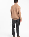 GABI 1 Camel cashmere ribbed trucker sweater