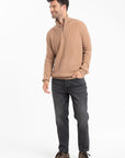 GABI 1 Camel cashmere ribbed trucker sweater