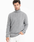 GABI 3 4-thread cashmere twist turtleneck sweater light grey