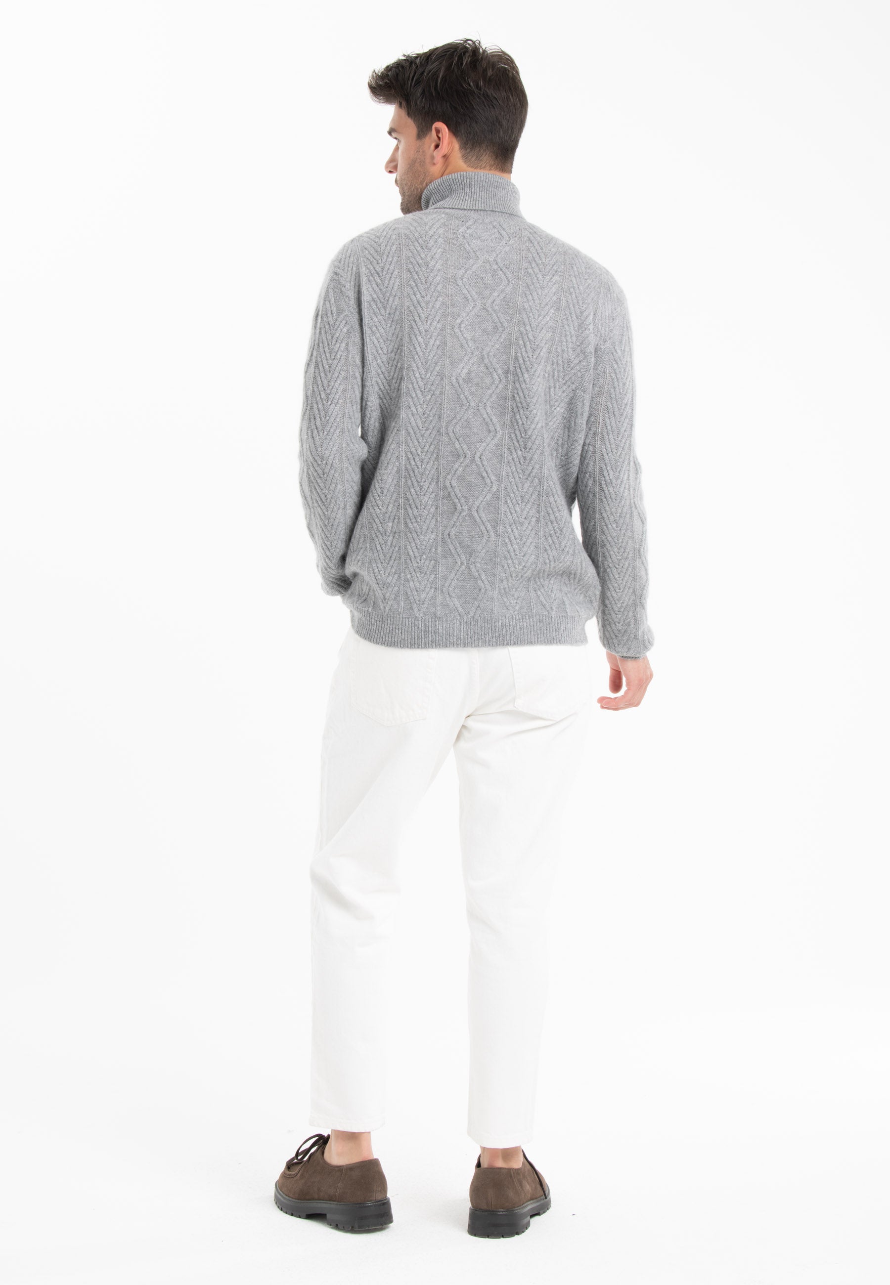 GABI 3 4-thread cashmere twist turtleneck sweater light grey