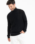 GABI 3 4-thread cashmere twist turtleneck sweater black