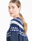 NAMI 26 Round-neck jacquard cashmere sweater multicolored