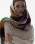 UNI 14 Square-woven scarf in alpaca and multicolored wool