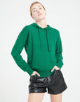 MIA 16 Cashmere hoodie with emerald green chiselled trim