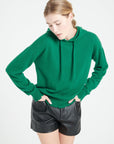 MIA 16 Cashmere hoodie with emerald green chiselled trim