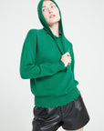 MIA 16 Cashmere hoodie with emerald green chiselled trim