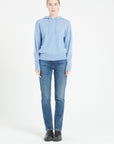 MIA 16 Cashmere hoodie with chiselled finishings, sky blue