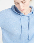 MIA 16 Cashmere hoodie with chiselled finishings, sky blue