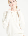 MIA 16 Cashmere hoodie with chiselled finishings ecru white