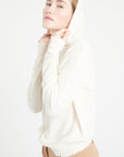 MIA 16 Cashmere hoodie with chiselled finishings ecru white