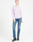 MIA 17 Round-neck cashmere sweater with chiselled lilac trim