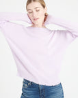 MIA 17 Round-neck cashmere sweater with chiselled lilac trim