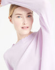 MIA 17 Round-neck cashmere sweater with chiselled lilac trim