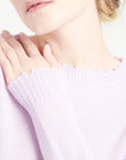 MIA 17 Round-neck cashmere sweater with chiselled lilac trim