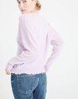 MIA 17 Round-neck cashmere sweater with chiselled lilac trim