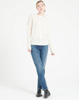 MIA 17 Round-neck cashmere sweater with off-white chiselled trim