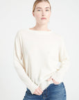 MIA 17 Round-neck cashmere sweater with off-white chiselled trim