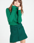 MIA 5 Emerald green ribbed cashmere turtleneck sweater