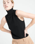 LILLY 13 Sleeveless cashmere turtleneck sweater, black