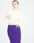 MIA 5 Cashmere rib knit turtleneck sweater ecru white