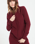 LILLY 8 Zipped cashmere hoodie burgundy red