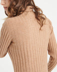 LILLY 15 Cashmere turtleneck sweater in traditional camel ribbing