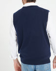 LUKE 9 Sleeveless cashmere cardigan in navy blue