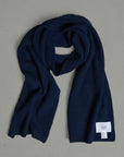 UNI 10 Navy blue cashmere 4-ply English rib scarf