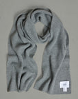 UNI 10 Light grey cashmere 4-ply English rib scarf