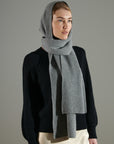 UNI 10 Light grey cashmere 4-ply English rib scarf