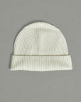 UNI 11 4-thread cashmere English rib beanie in ecru white